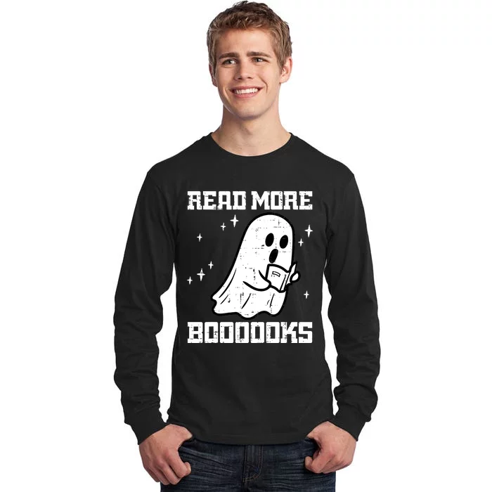 Cute Booooks Ghost Read More Books Funny Teacher Tall Long Sleeve T-Shirt