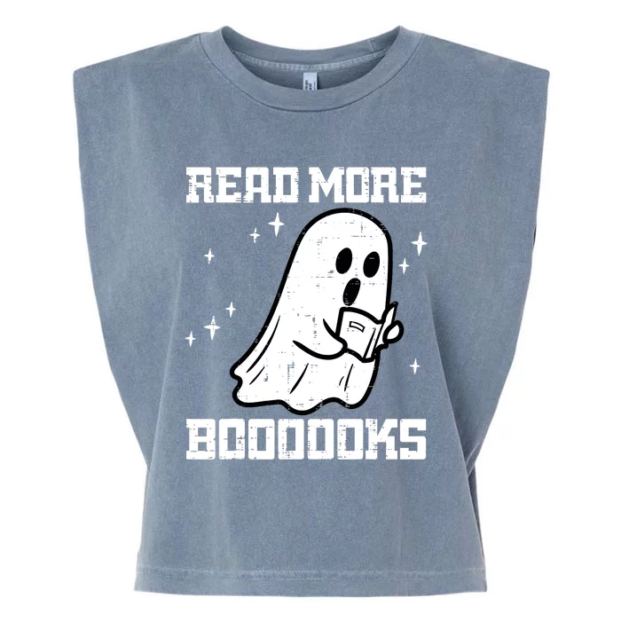 Cute Booooks Ghost Read More Books Funny Teacher Garment-Dyed Women's Muscle Tee