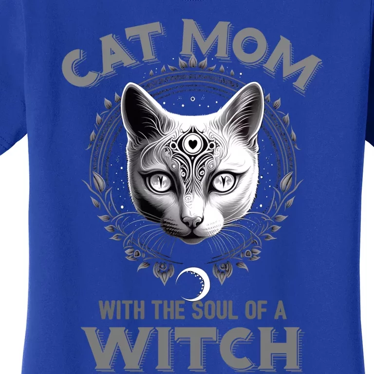 Cute Black Gothic Cat Witch Mom Occult Moon Graphic Gift Women's T-Shirt