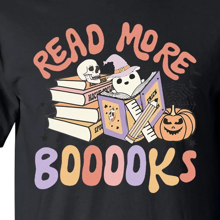 Cute Booooks Ghost Read More Books Funny Teacher Halloween Tall T-Shirt