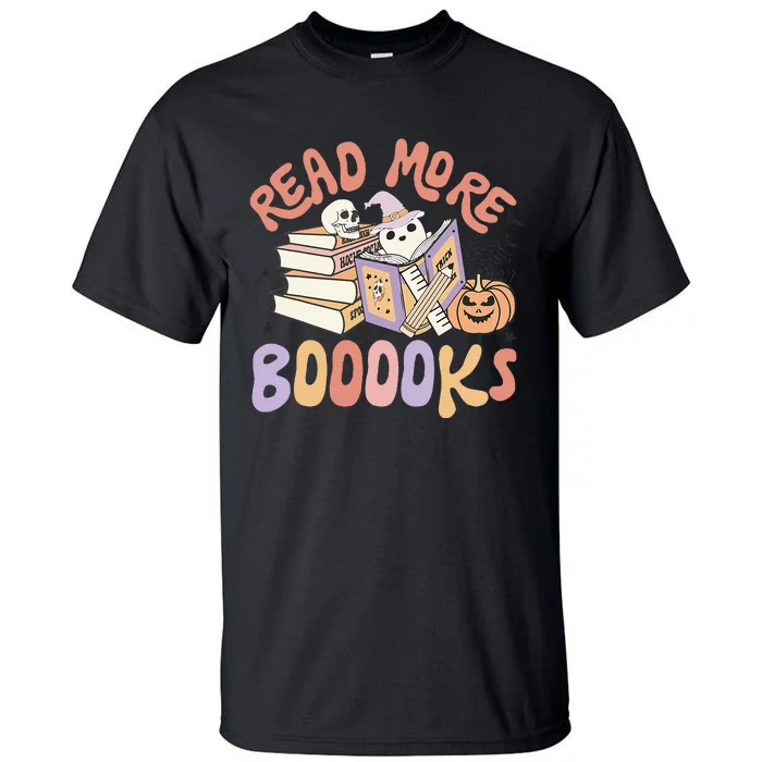 Cute Booooks Ghost Read More Books Funny Teacher Halloween Tall T-Shirt