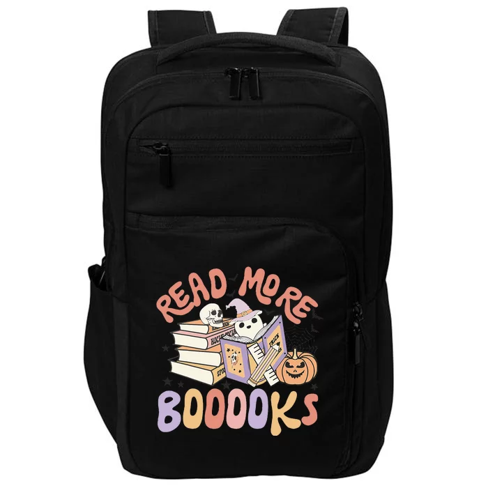 Cute Booooks Ghost Read More Books Funny Teacher Halloween Impact Tech Backpack