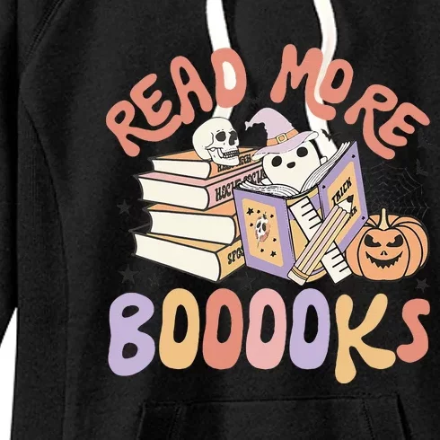 Cute Booooks Ghost Read More Books Funny Teacher Halloween Women's Fleece Hoodie