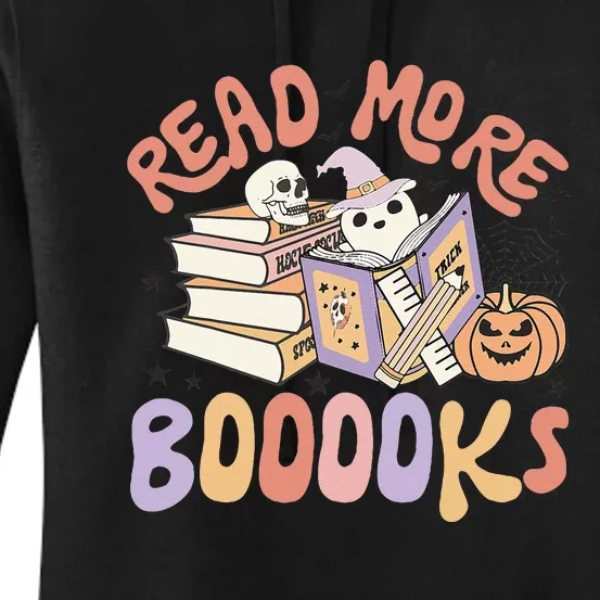 Cute Booooks Ghost Read More Books Funny Teacher Halloween Women's Pullover Hoodie