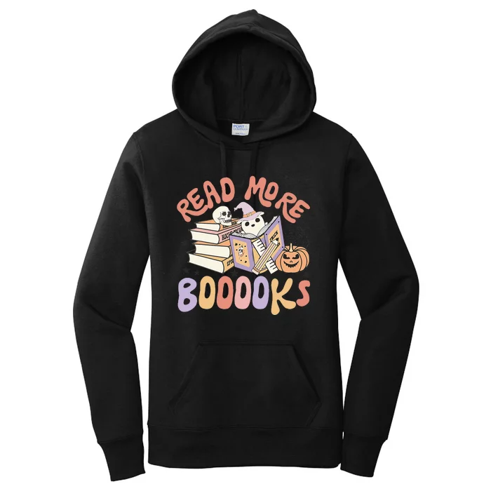 Cute Booooks Ghost Read More Books Funny Teacher Halloween Women's Pullover Hoodie