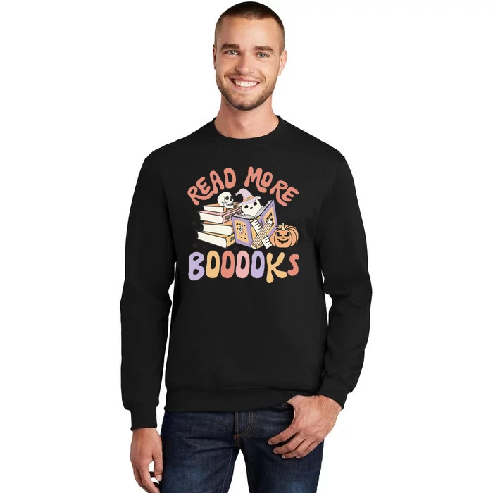 Cute Booooks Ghost Read More Books Funny Teacher Halloween Tall Sweatshirt