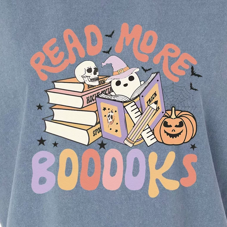 Cute Booooks Ghost Read More Books Funny Teacher Halloween Garment-Dyed Women's Muscle Tee