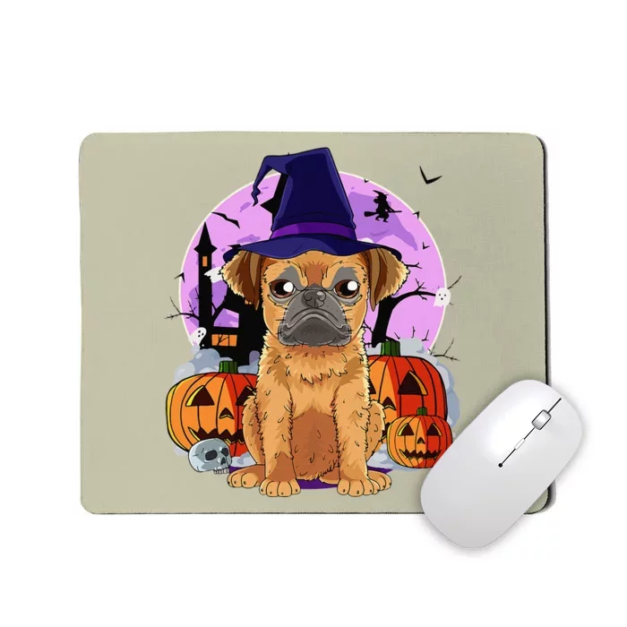 Cute Brussels Griffon Halloween Witch Pumpkin Mousepad