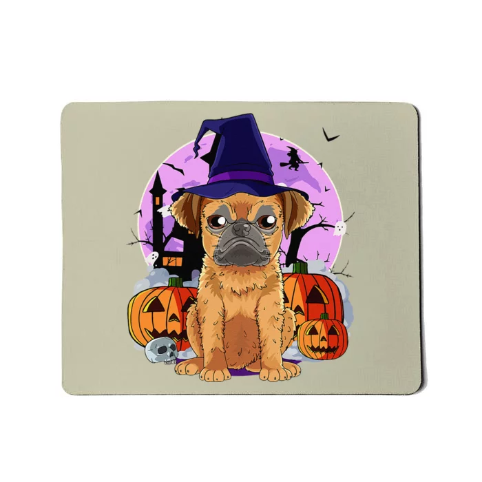 Cute Brussels Griffon Halloween Witch Pumpkin Mousepad