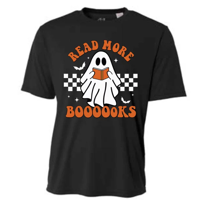 Cute Booooks Ghost Read More Books Funny Teacher Halloween Cooling Performance Crew T-Shirt