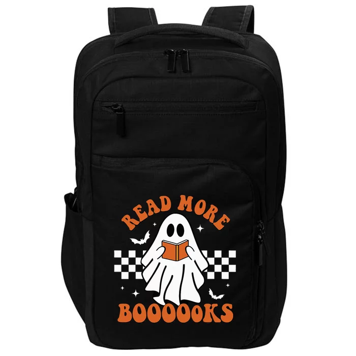 Cute Booooks Ghost Read More Books Funny Teacher Halloween Impact Tech Backpack