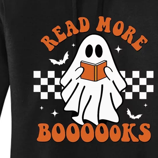 Cute Booooks Ghost Read More Books Funny Teacher Halloween Women's Pullover Hoodie