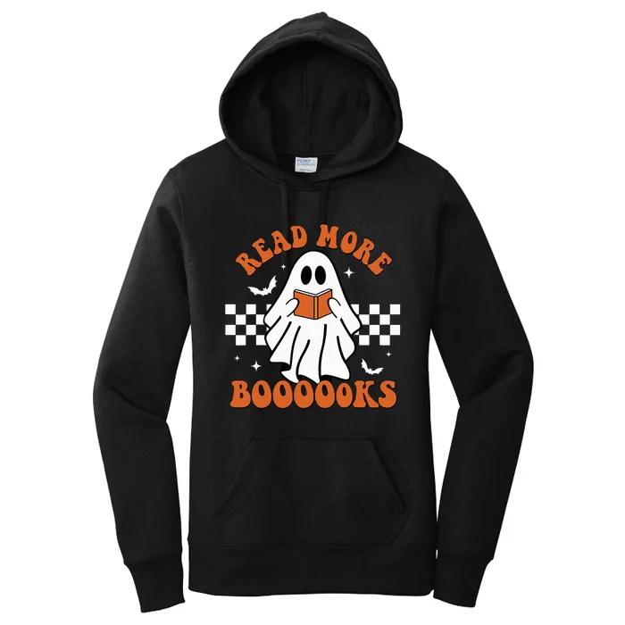 Cute Booooks Ghost Read More Books Funny Teacher Halloween Women's Pullover Hoodie