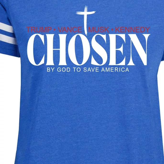 Chosen By God To Save America Trump Vance Musk Kennedy Enza Ladies Jersey Football T-Shirt