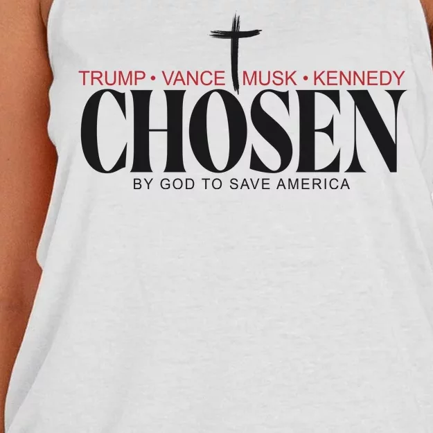 Chosen By God To Save America Trump Vance Musk Kennedy Women's Knotted Racerback Tank