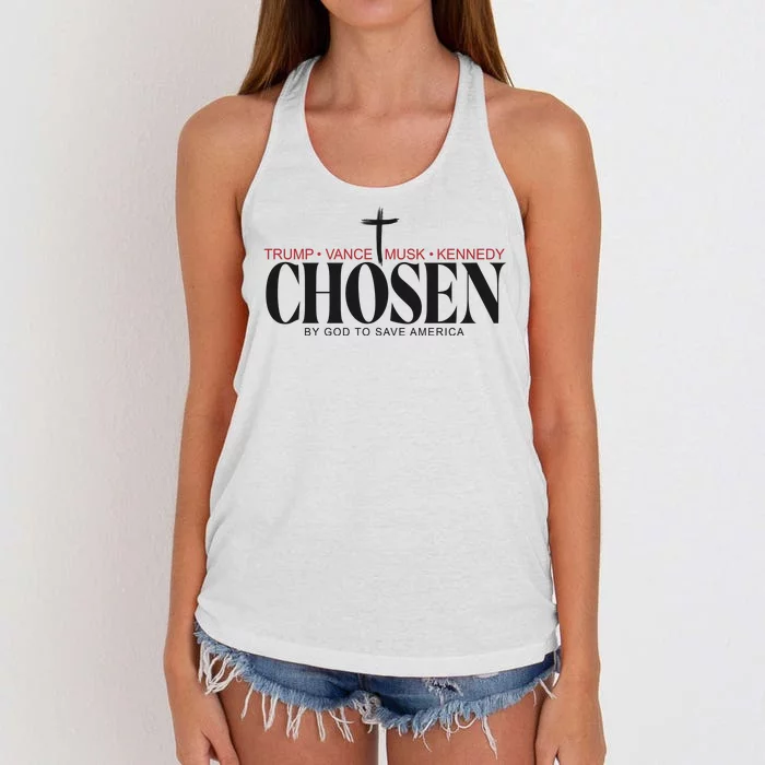 Chosen By God To Save America Trump Vance Musk Kennedy Women's Knotted Racerback Tank