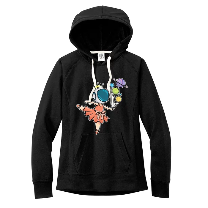 Cute Ballerina Girl Space Astronaut Women's Fleece Hoodie