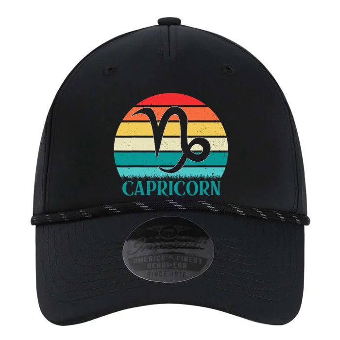 Capricorn Birthday Gift Cool Retro Sunset Zodiac Sign Performance The Dyno Cap