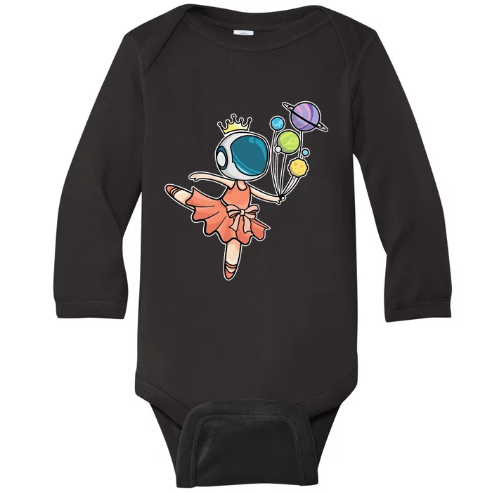 Cute Ballerina Girl Space Astronaut Baby Long Sleeve Bodysuit