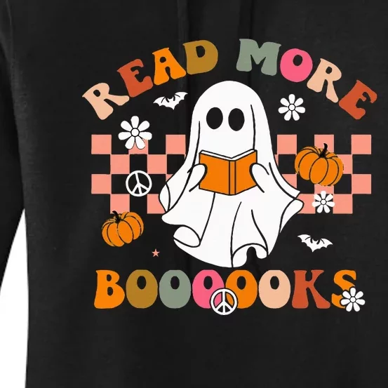 Cute Booooks Ghost Read More Books Funny Teacher Halloween Women's Pullover Hoodie