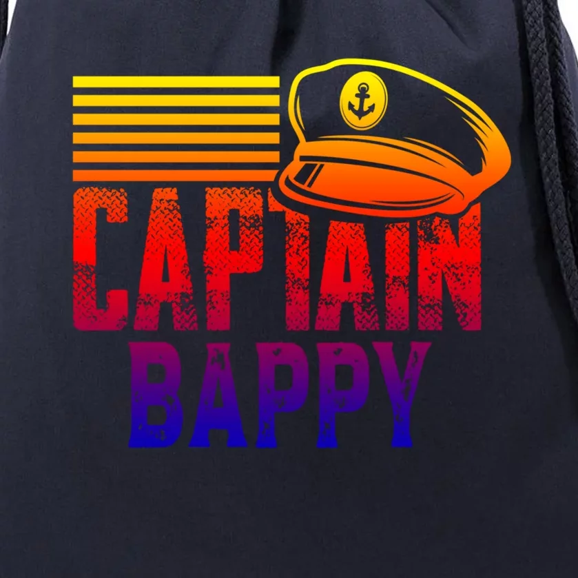 Captain Bappy Gift Sailing Captain Hat Boat Owner Boating Funny Gift Drawstring Bag