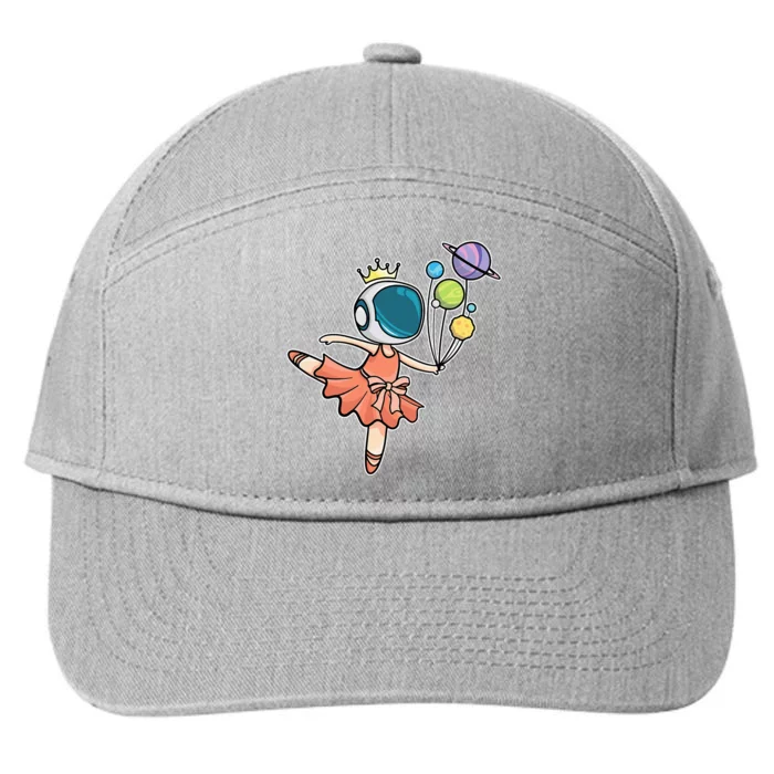 Cute Ballerina Girl Space Astronaut 7-Panel Snapback Hat