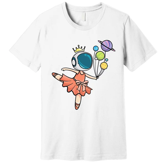 Cute Ballerina Girl Space Astronaut Premium T-Shirt