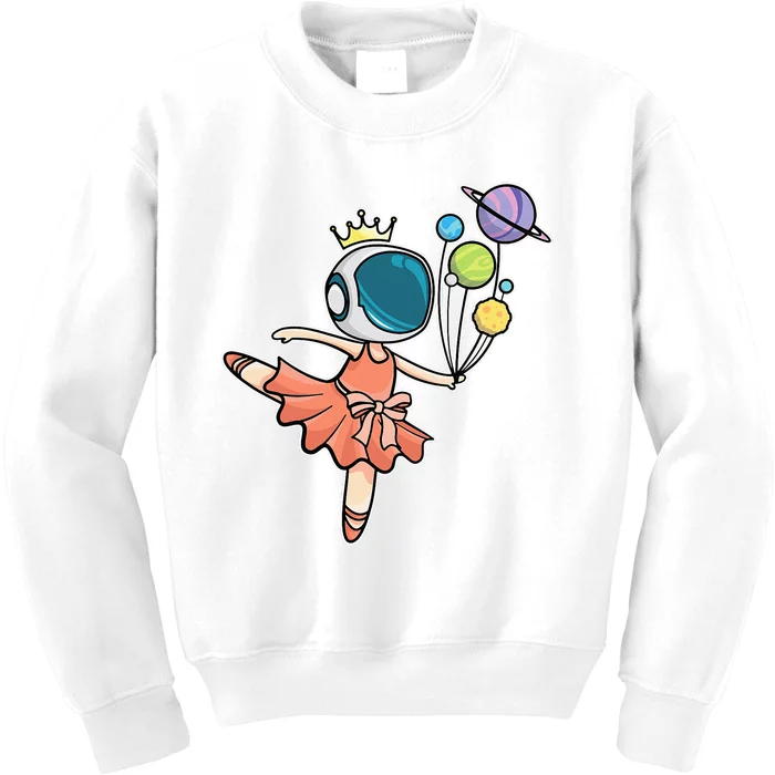 Cute Ballerina Girl Space Astronaut Kids Sweatshirt