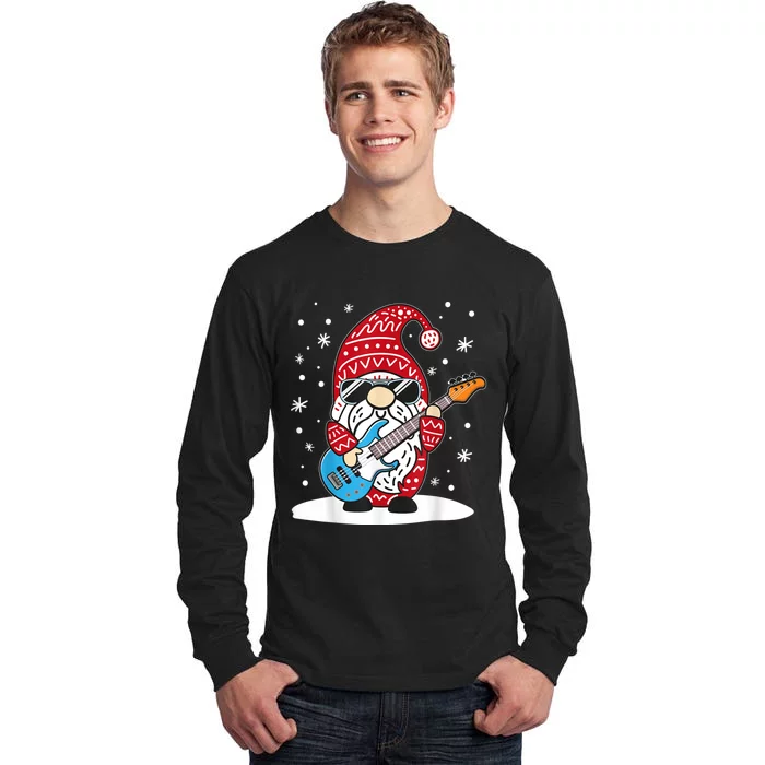 Christmas Bass Guitar Gnome Bass Player Music Lover Musician Tall Long Sleeve T-Shirt