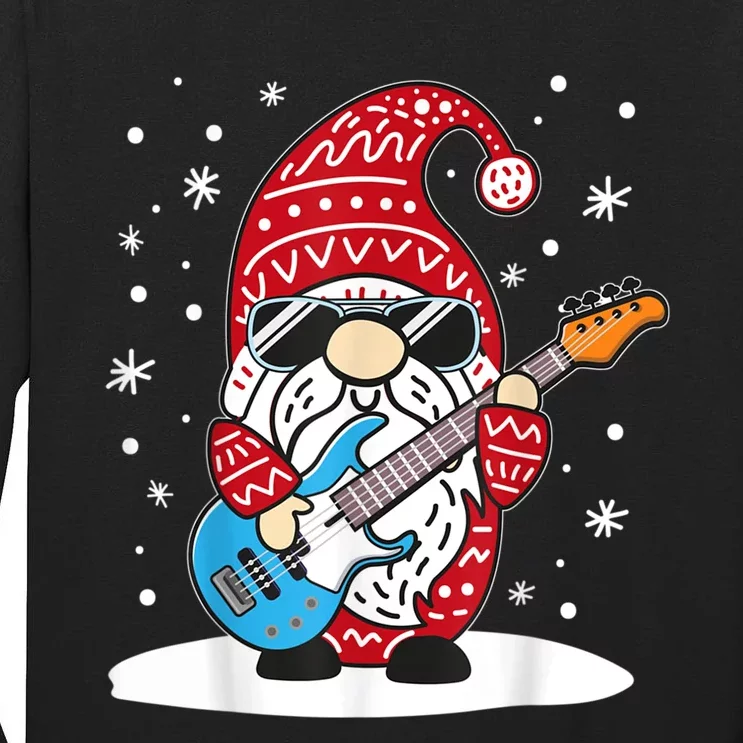 Christmas Bass Guitar Gnome Bass Player Music Lover Musician Tall Long Sleeve T-Shirt