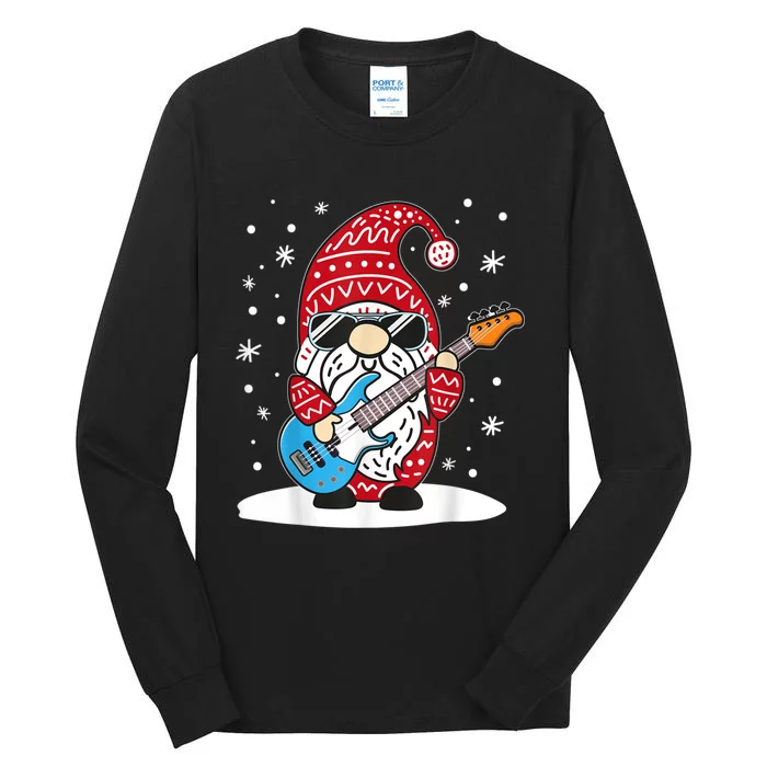 Christmas Bass Guitar Gnome Bass Player Music Lover Musician Tall Long Sleeve T-Shirt