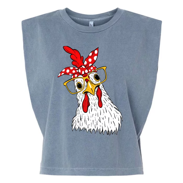 Chicken Bandana Girl Poultry Owner Rancher Farmer Backyard Garment-Dyed Women's Muscle Tee