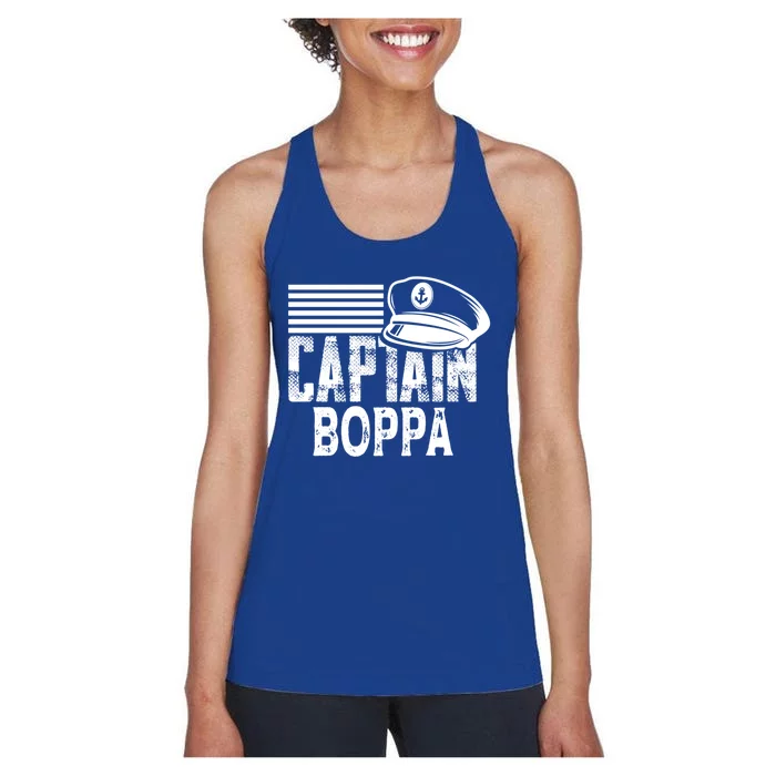 Captain Boppa Gift Sailing Captain Hat Boat Owner Boating Meaningful Gift Women's Racerback Tank