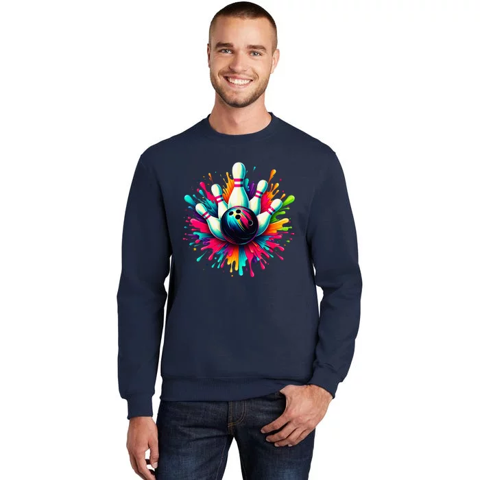 Colorful Bowling Game Day Bowling Cute Colorsplash Ball Tall Sweatshirt