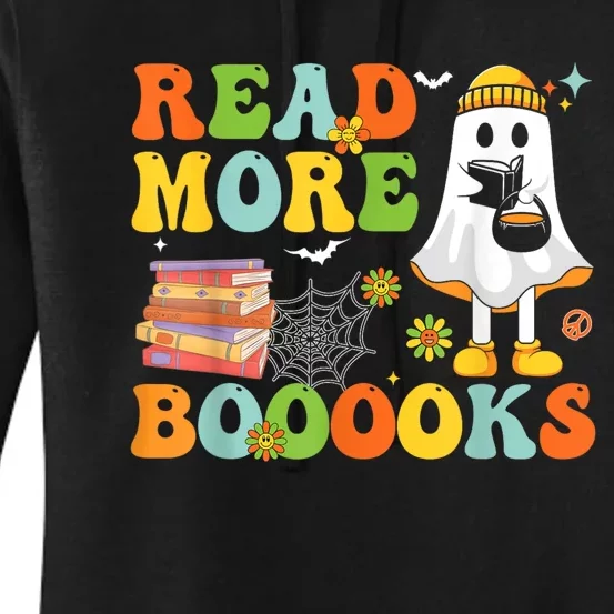 Cute Booooks Ghost Read More Books Funny Teacher Halloween Women's Pullover Hoodie