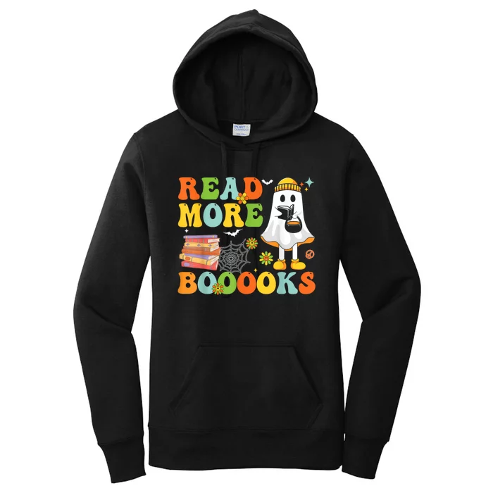 Cute Booooks Ghost Read More Books Funny Teacher Halloween Women's Pullover Hoodie