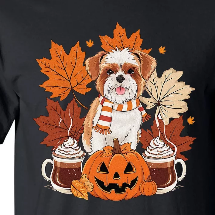 Cute Brussels Griffon Dog Cozy Scarf Autumn Halloween Coffee Tall T-Shirt