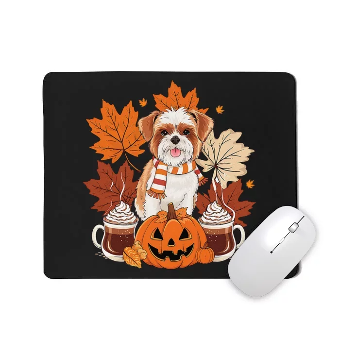 Cute Brussels Griffon Dog Cozy Scarf Autumn Halloween Coffee Mousepad