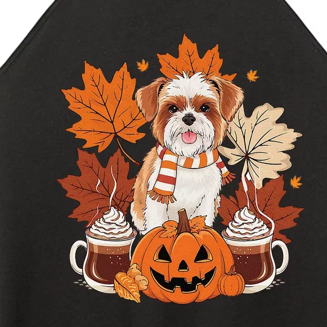 Cute Brussels Griffon Dog Cozy Scarf Autumn Halloween Coffee Women’s Perfect Tri Rocker Tank