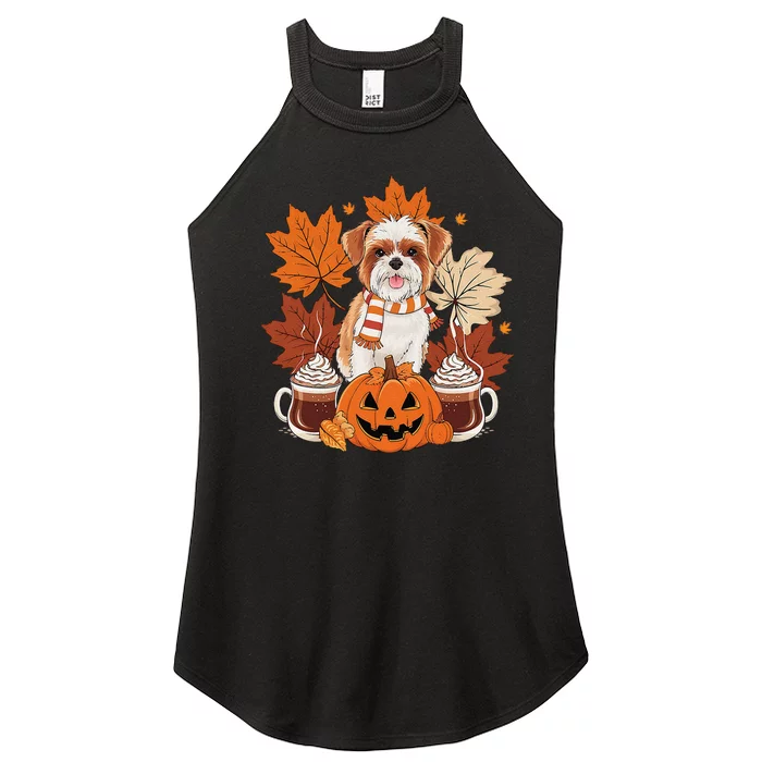 Cute Brussels Griffon Dog Cozy Scarf Autumn Halloween Coffee Women’s Perfect Tri Rocker Tank