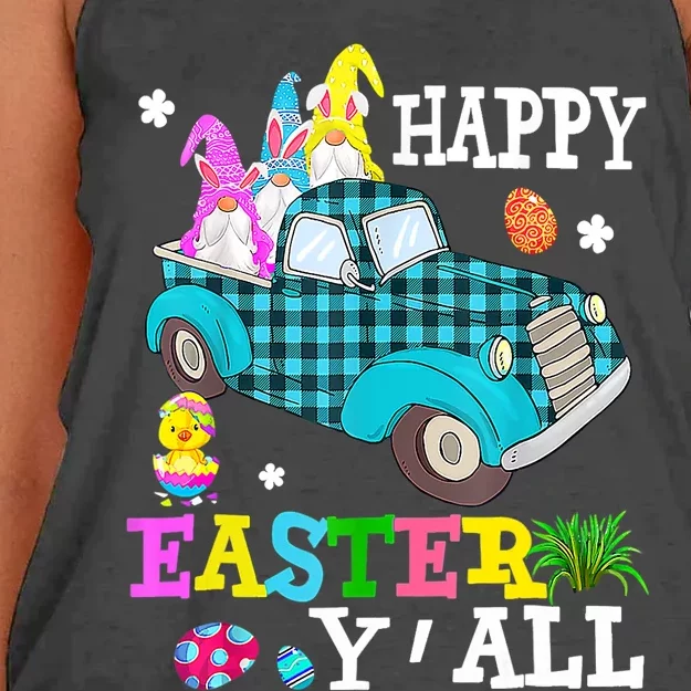 Cute Bunny Gnome Driving Truck Hunting Egg Season Easter Day Women's Knotted Racerback Tank