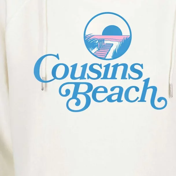 Cousins Beach Graphic White Womens Funnel Neck Pullover Hood