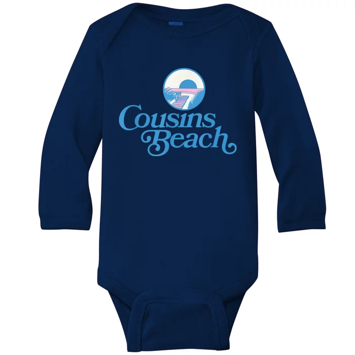 Cousins Beach Graphic White Baby Long Sleeve Bodysuit