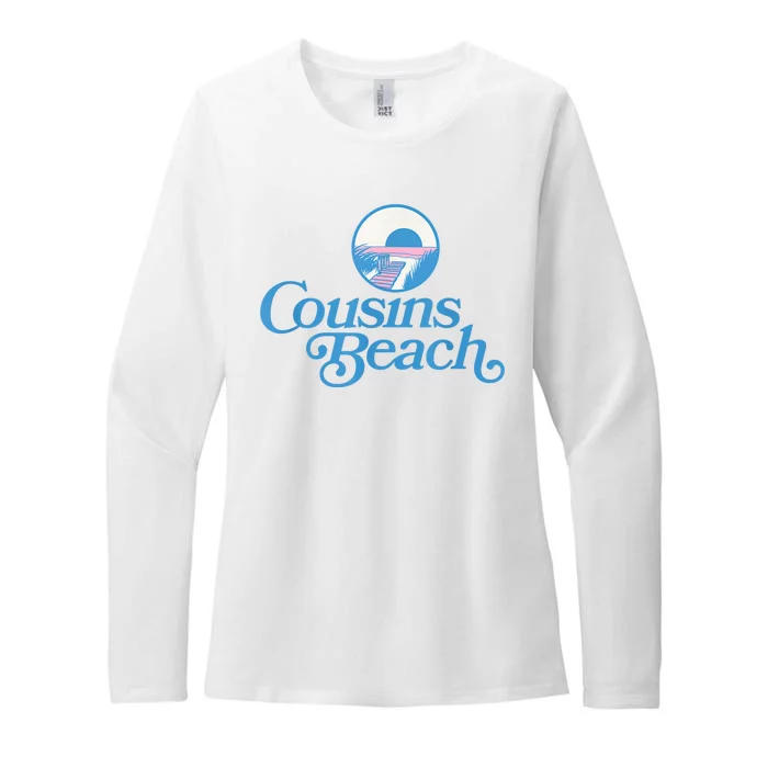 Cousins Beach Graphic White Womens CVC Long Sleeve Shirt