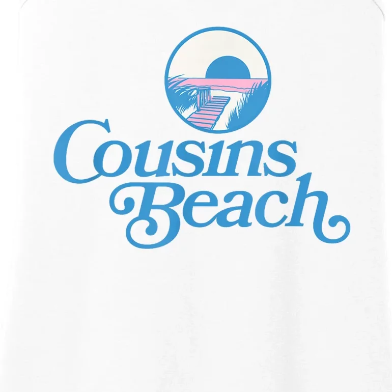 Cousins Beach Graphic White Ladies Essential Tank