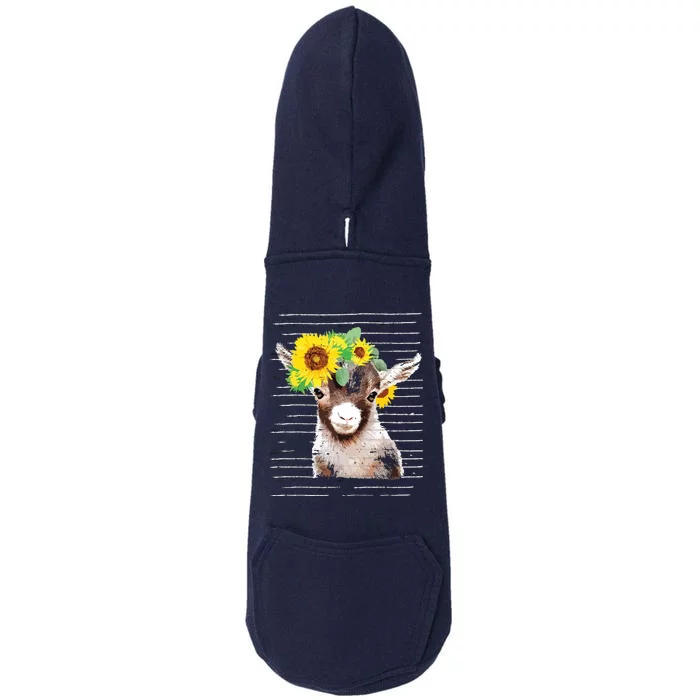 Cute Baby Goat Sunflower Vintage Retro Goat Sun Flower Doggie 3-End Fleece Hoodie