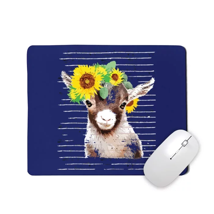 Cute Baby Goat Sunflower Vintage Retro Goat Sun Flower Mousepad