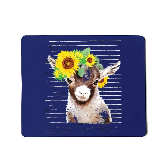 Cute Baby Goat Sunflower Vintage Retro Goat Sun Flower Mousepad