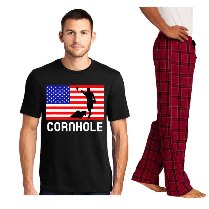 Cornhole Board Game Women American Flag Corn Hole Player Pajama Set