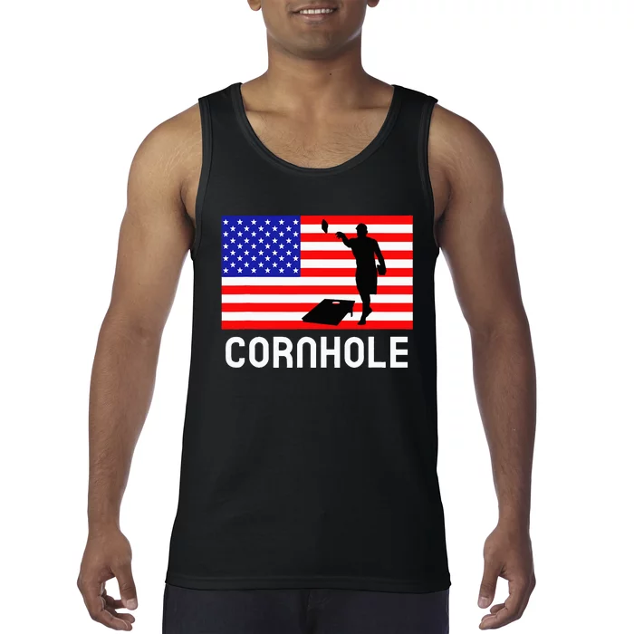 Cornhole Board Game Women American Flag Corn Hole Player Tank Top